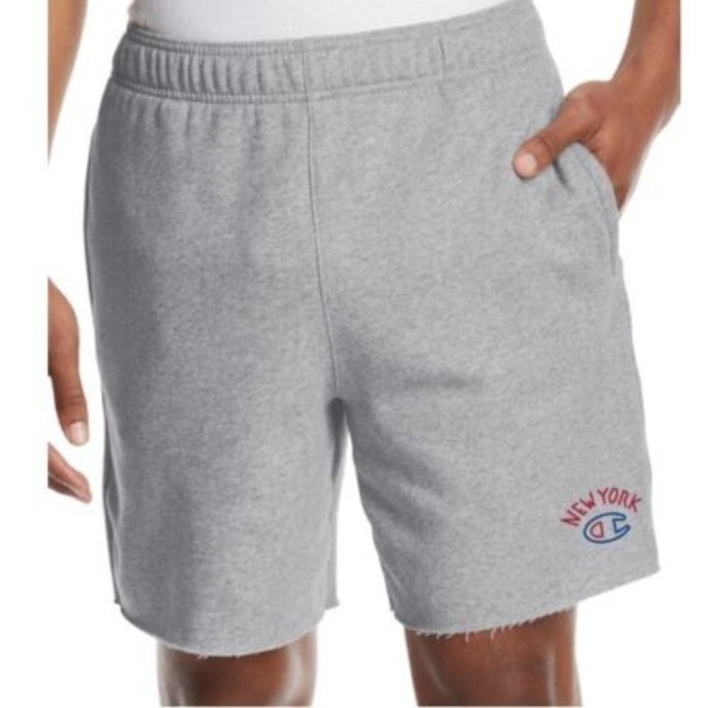 NWT Champion Sweat Shorts Fleece Gray Pockets NYC Powerblend 7” Inseam SMALL